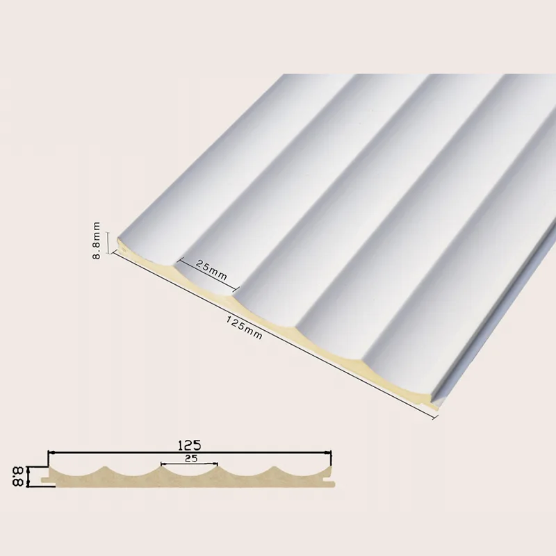 125 Цельная встраиваемая рифленая стеновая панель с 5 сетками